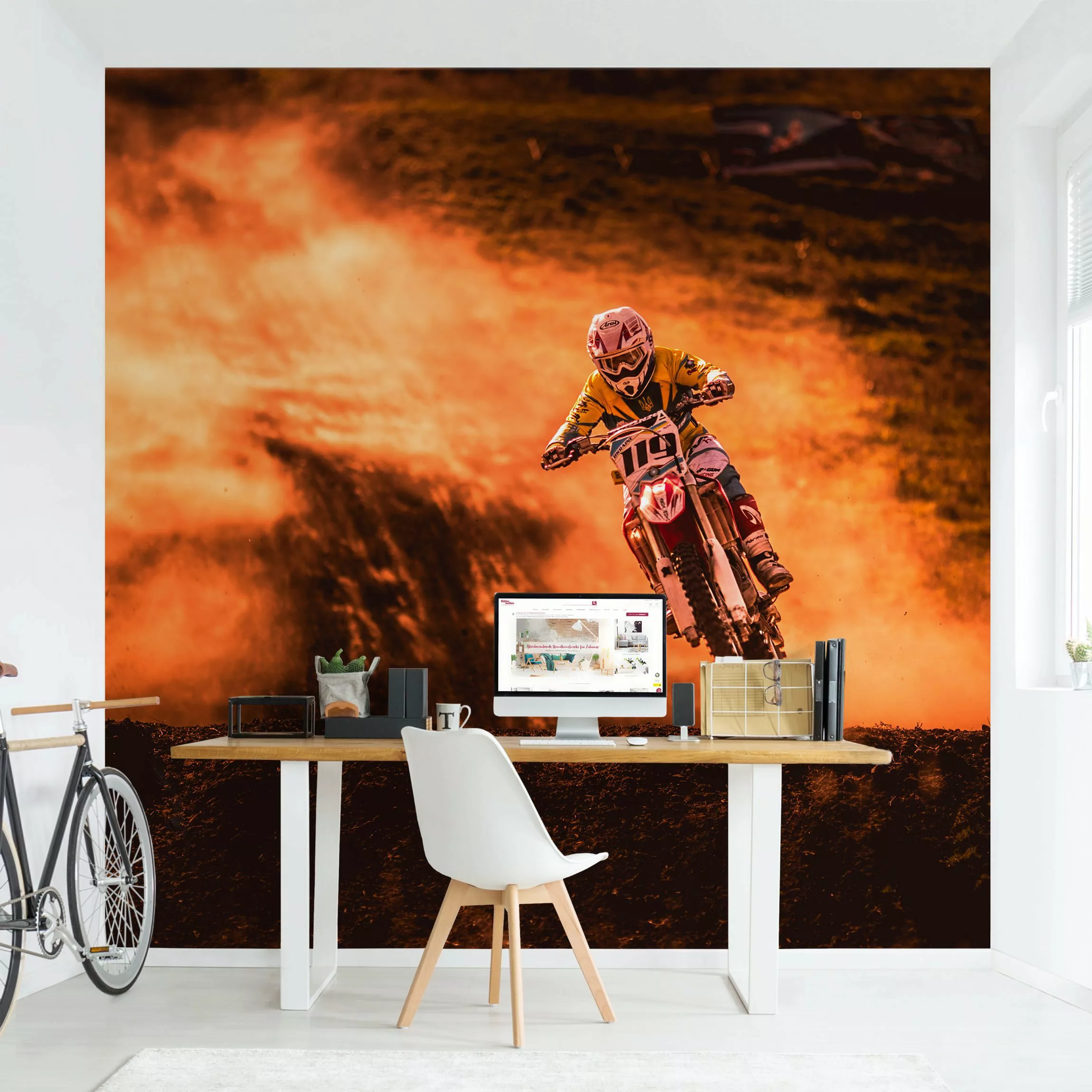 Bilderwelten Kindertapete Motocross im Staub bunt Gr. 192 x 192 günstig online kaufen