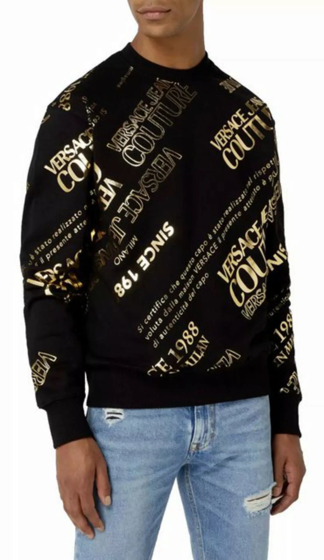 Versace Jeans Couture Sweatshirt All-over Muster Logo Pullover Sweater Rela günstig online kaufen