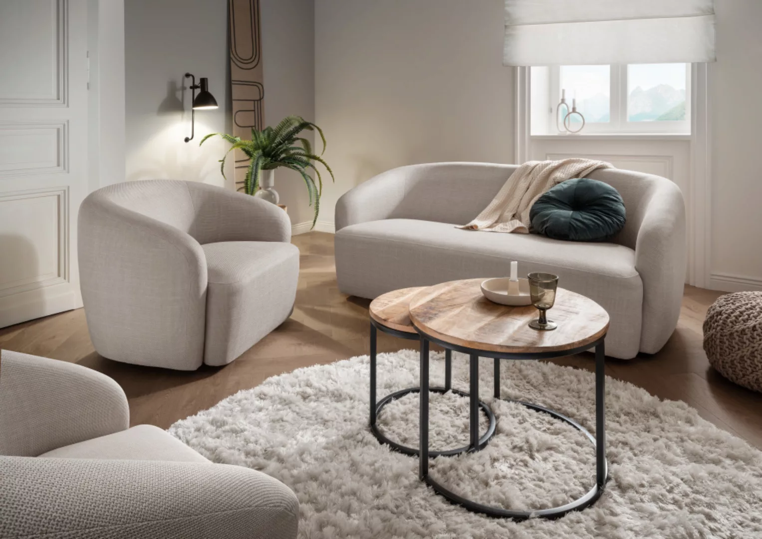 Indoor-Loungeset Loconia Beige & Tisch Fermo 2er Set günstig online kaufen