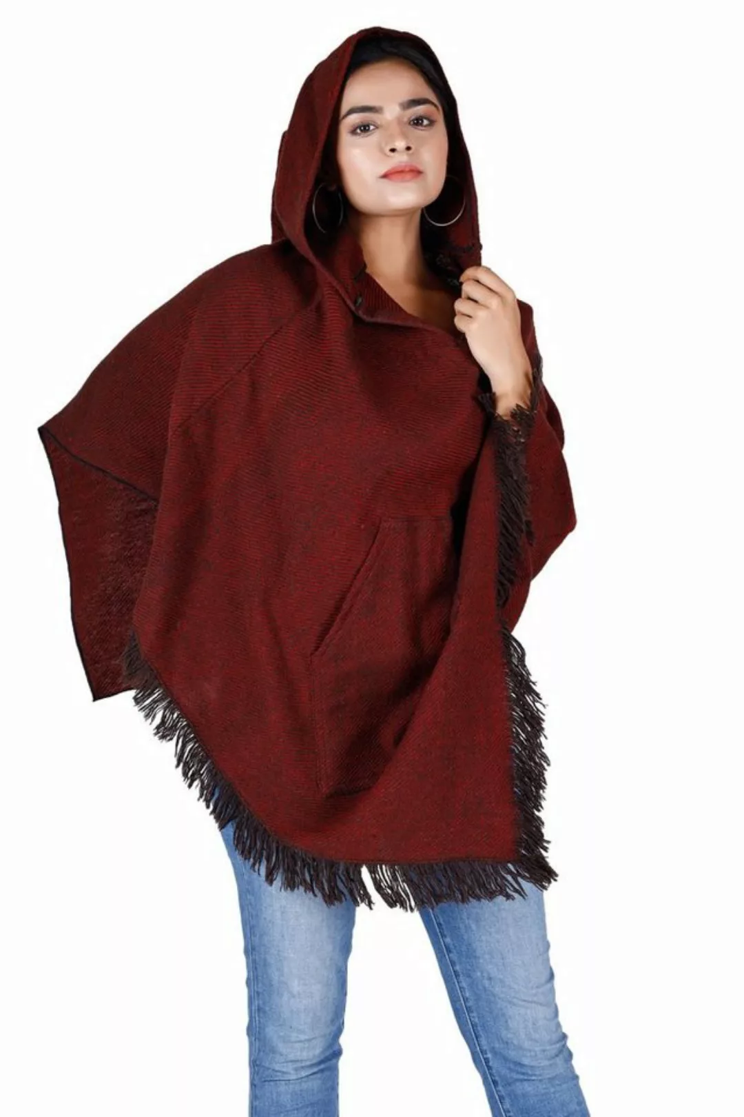 Guru-Shop Langjacke Poncho Hippie chic mit Zipfelkapuze, Pixi.. günstig online kaufen