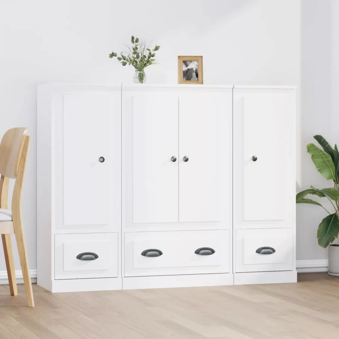 Vidaxl Highboards 3 Stk. Weiß Holzwerkstoff günstig online kaufen