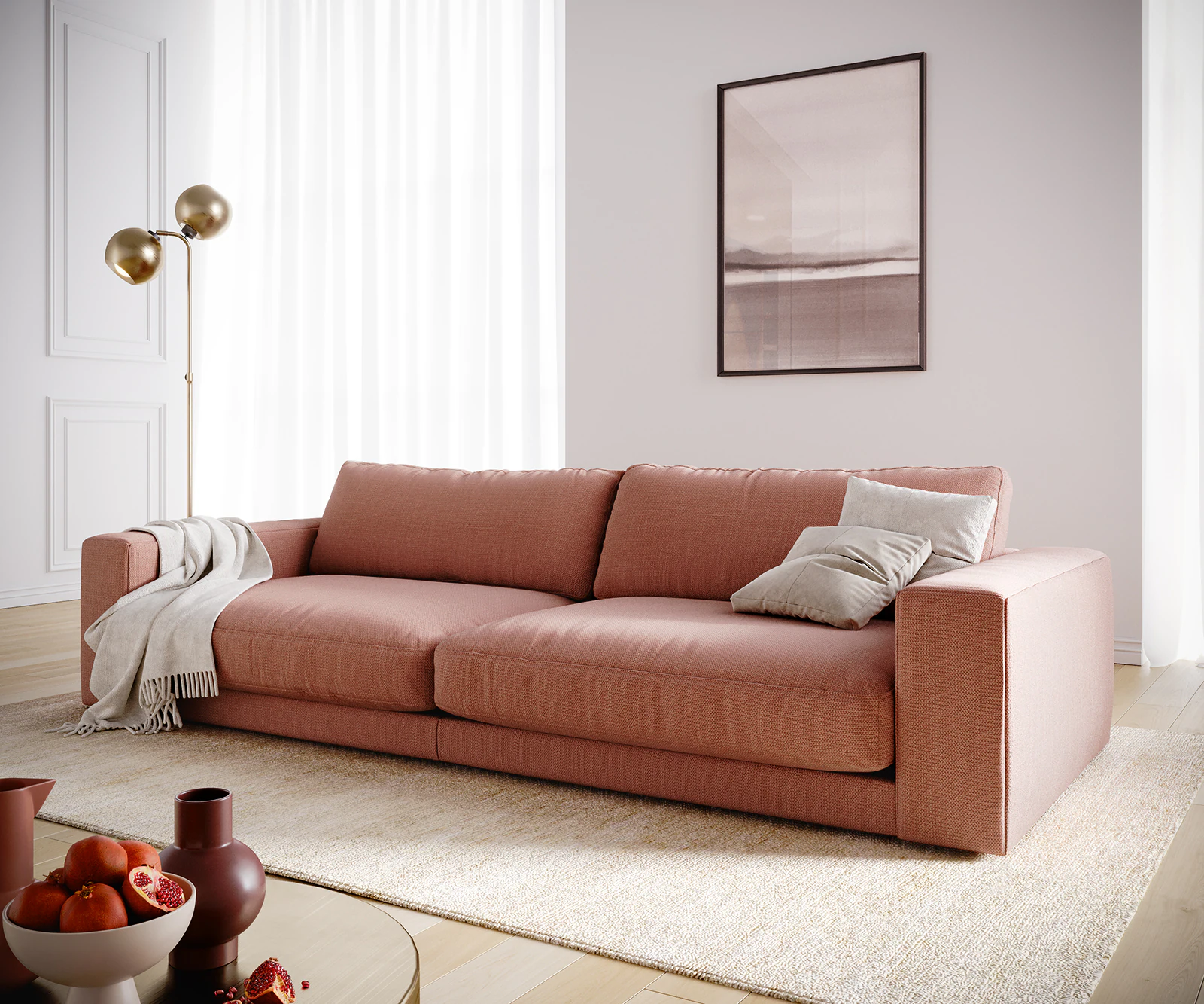 DELIFE Big-Sofa Cubico, Flachgewebe Orange 290x120 cm Big-Sofa günstig online kaufen