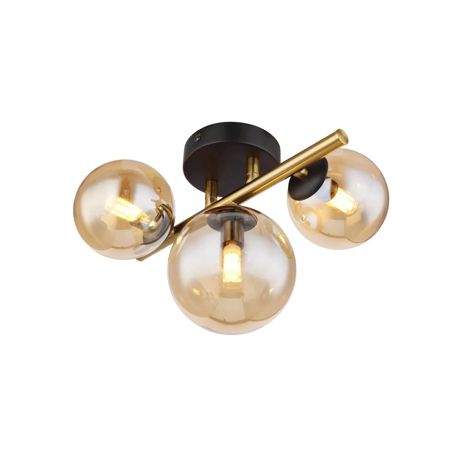 LED-Deckenleuchte Riha, amber, Länge 28,5 cm, 3-flg., Glas günstig online kaufen