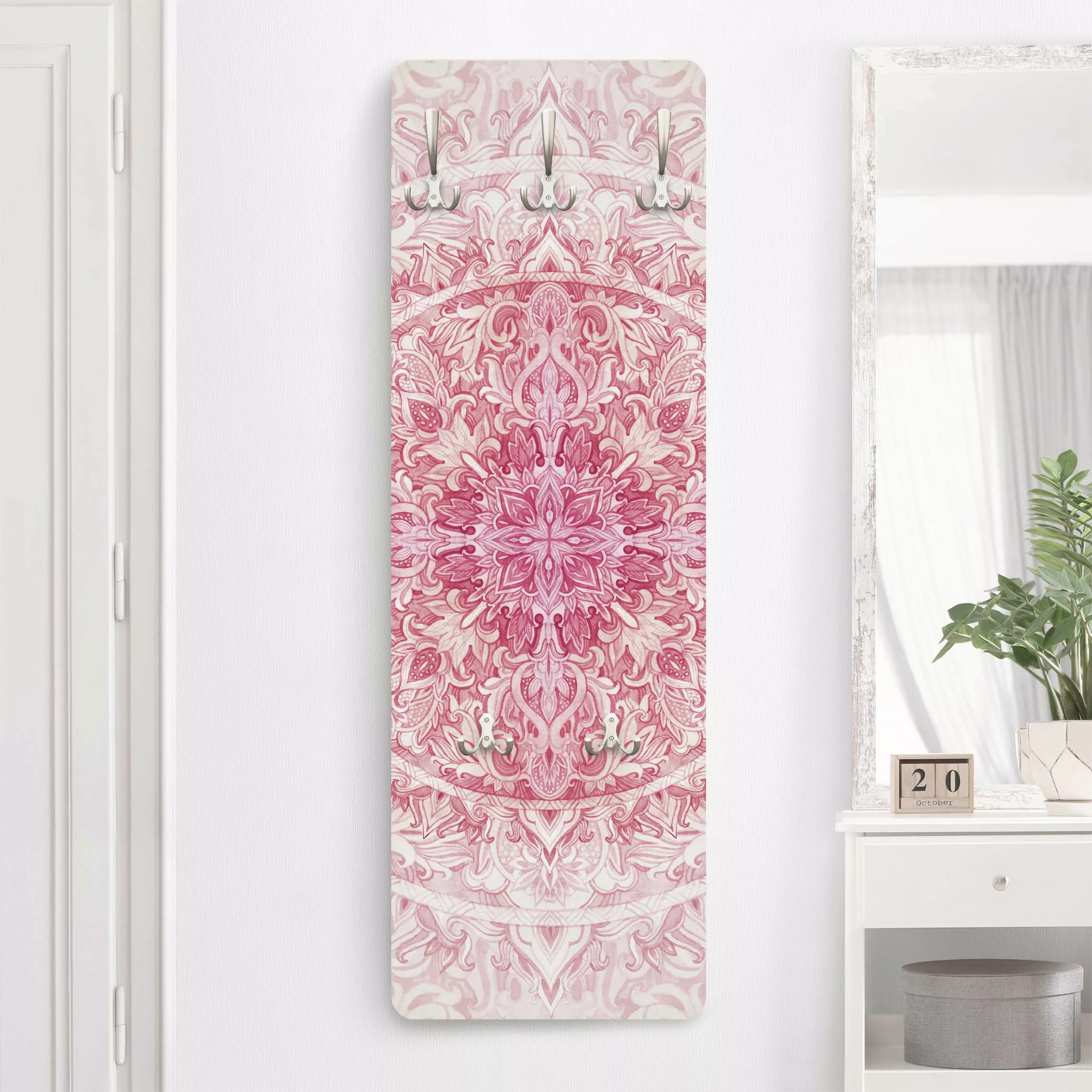 Wandgarderobe Mandala Aquarell Sonne Ornament rosa günstig online kaufen