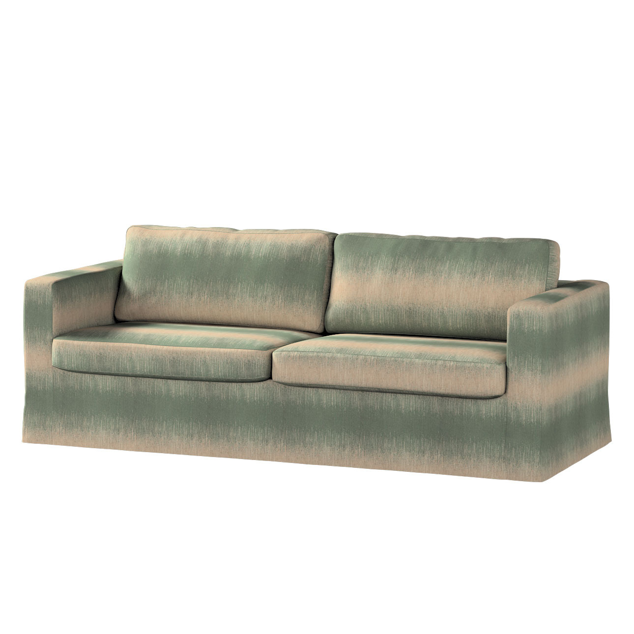 Bezug für Karlstad 3-Sitzer Sofa nicht ausklappbar, lang, grün-beige, Bezug günstig online kaufen