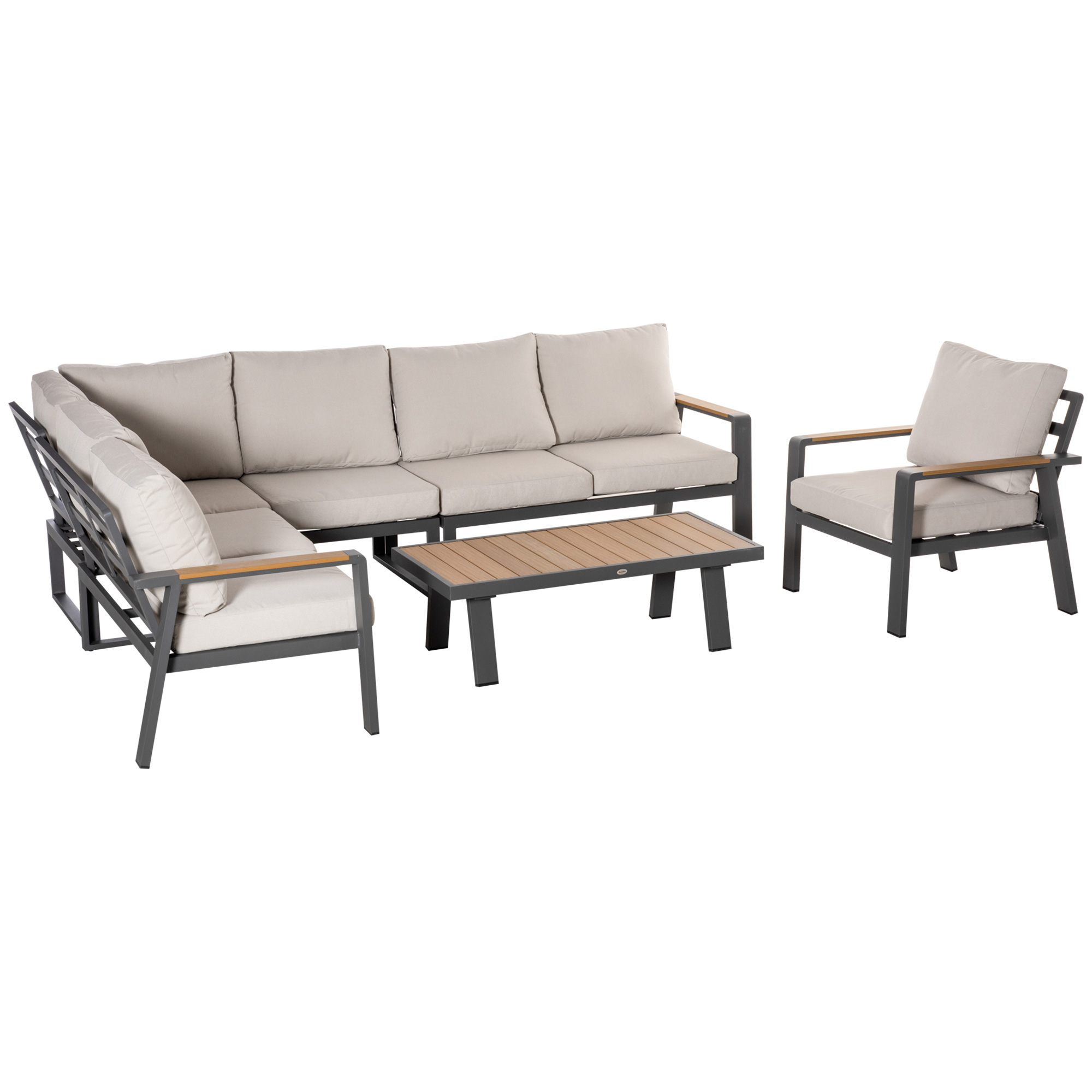 Outsunny Gartenmöbelset für 6 Personen, Sofa, Sessel, Beistelltisch, Sitzki günstig online kaufen