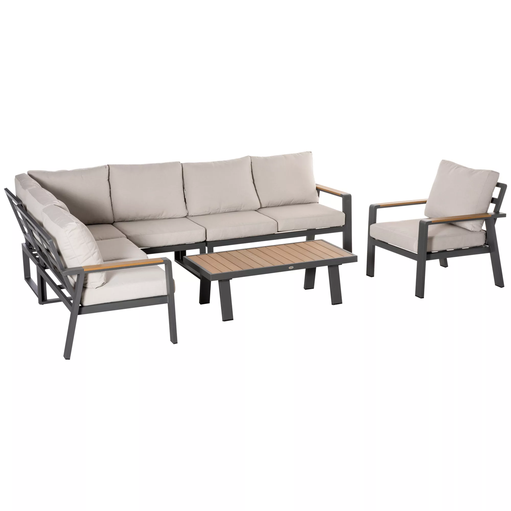 Outsunny Gartenmöbelset für 6 Personen, Sofa, Sessel, Beistelltisch, Sitzki günstig online kaufen