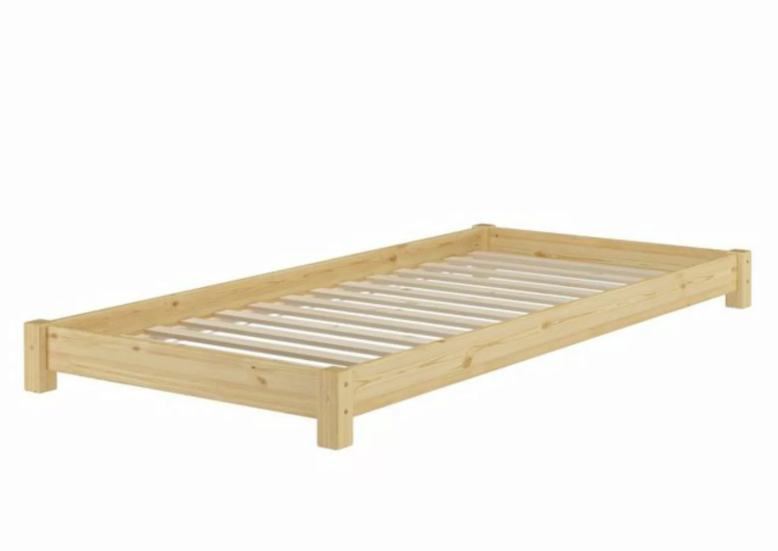 ERST-HOLZ Bett Flachbett Einzelbett Echtholzbett 100x200 Kiefer massiv, Kie günstig online kaufen