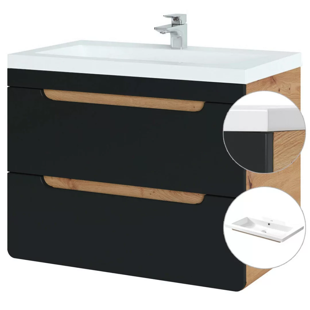 Waschtischunterschrank 81 cm mit Keramik-Waschtisch NEW-LUTON seidenmatt an günstig online kaufen