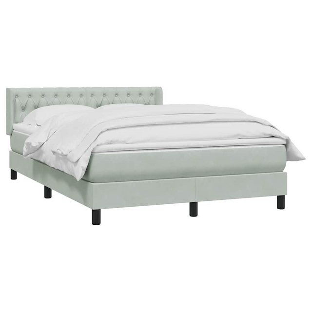 vidaXL Bett Boxspringbett mit Matratze Hellgrau 140x220 cm Samt günstig online kaufen