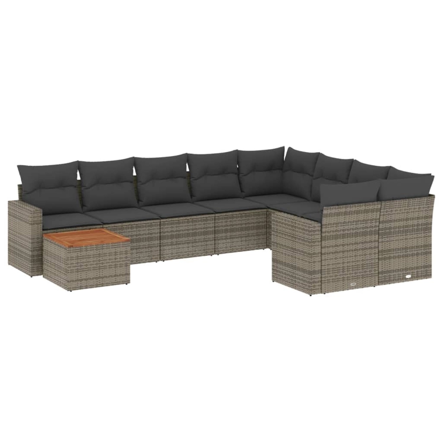 vidaXL 10-Tlg Garten-Sofagarnitur mit Kissen Grau Poly Rattan 3256620 günstig online kaufen