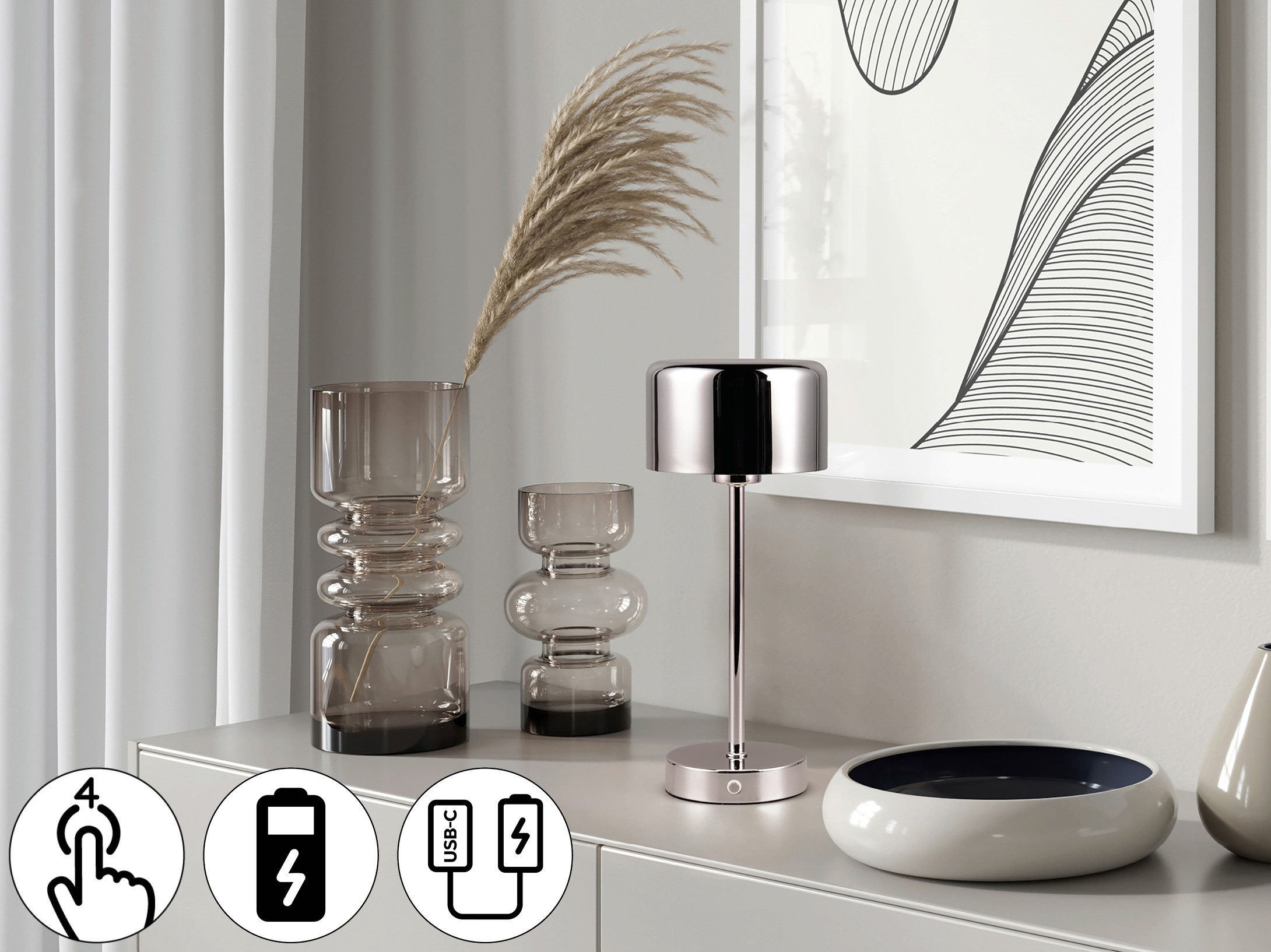 my home LED Tischleuchte Kadira, Dimmfunktion, günstig online kaufen