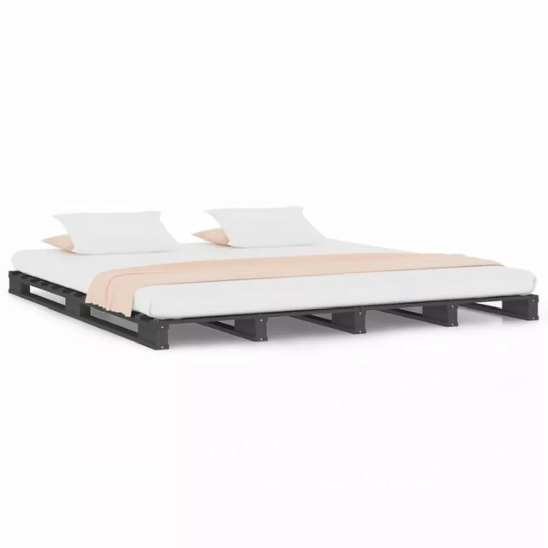 furnicato Bett Palettenbett Grau 140x190 cm Massivholz Kiefer günstig online kaufen