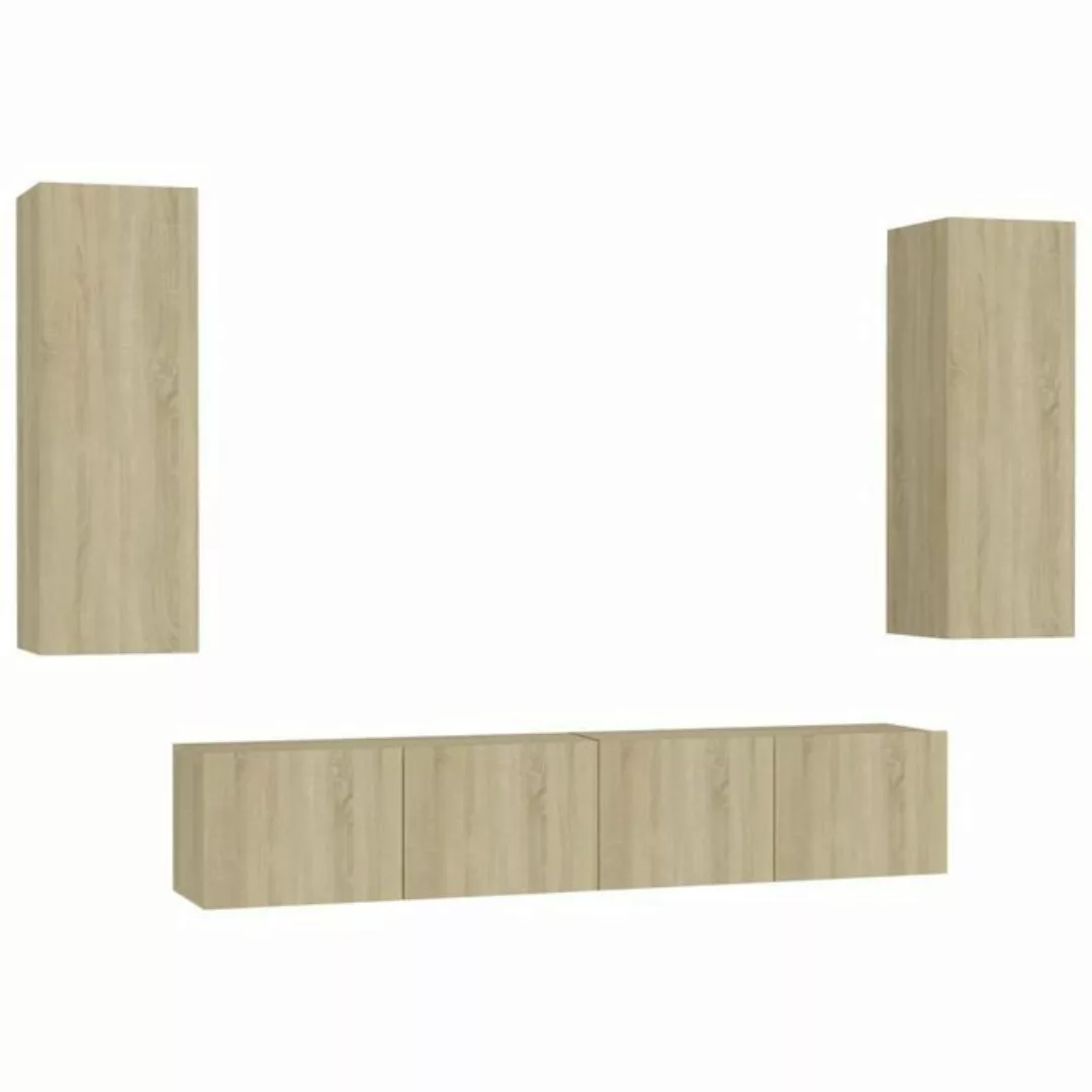 furnicato TV-Schrank 4-tlg. TV-Schrank-Set Sonoma-Eiche Holzwerkstoff (1-St günstig online kaufen