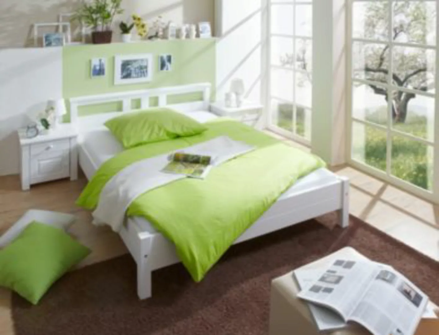 TICAA Einzelbett und Doppelbett Merci Kiefer Weiß 140 x 200 cm weiß günstig online kaufen
