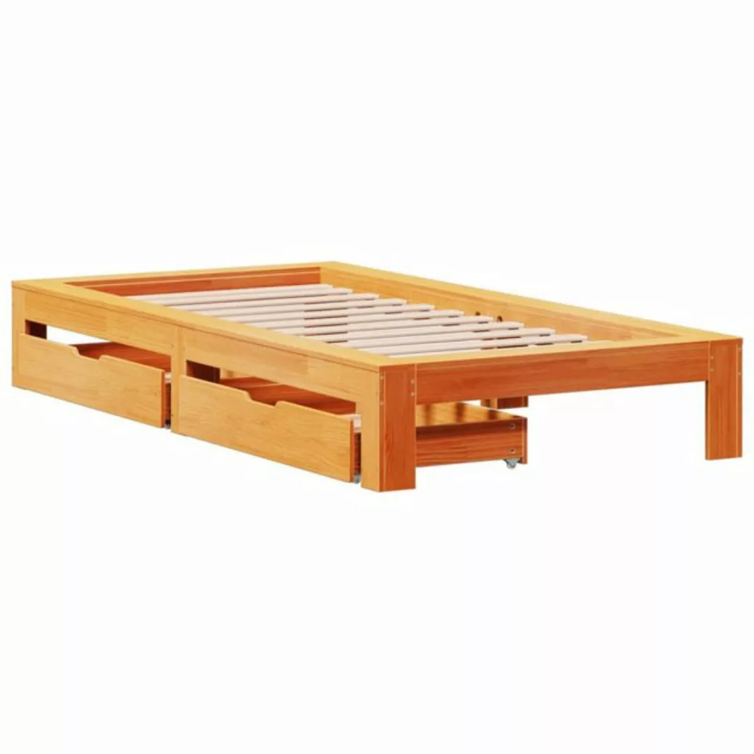 vidaXL Bett Massivholzbett ohne Matratze Wachsbraun 90x200 Kiefernholz günstig online kaufen