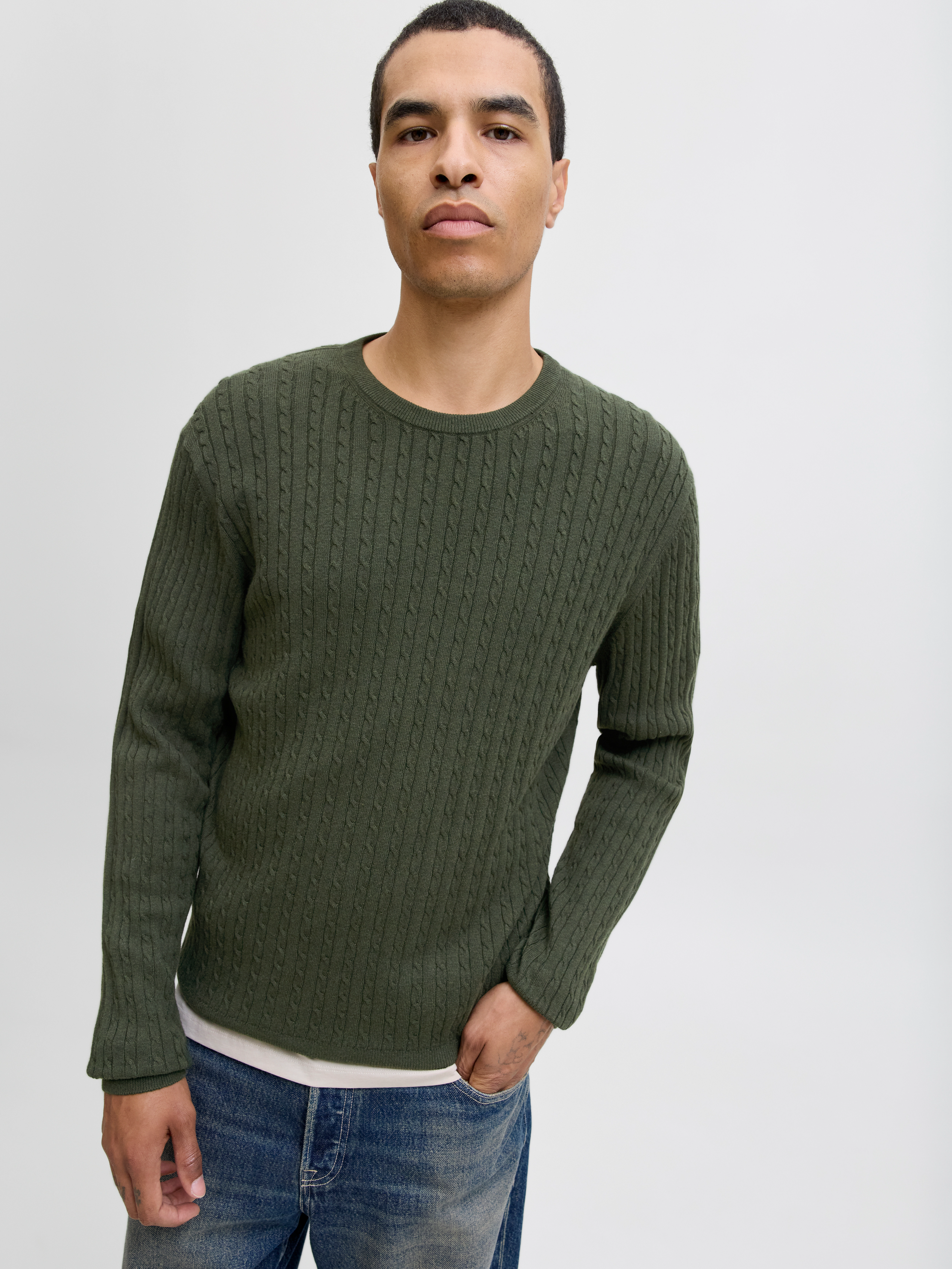 Jack & Jones Strickpullover "JJEEMIL KNIT CABLE CREW NECK NOOS" günstig online kaufen