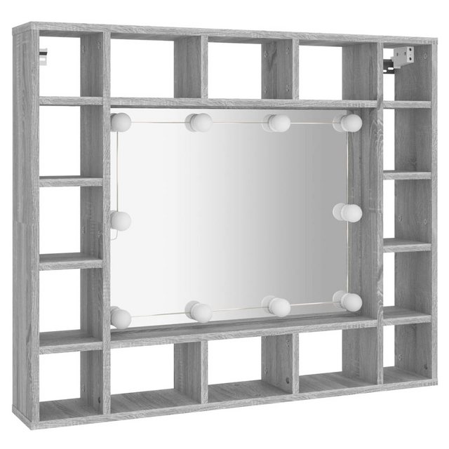 vidaXL Badezimmerspiegelschrank Spiegelschrank mit LED Grau Sonoma 91x15x76 günstig online kaufen