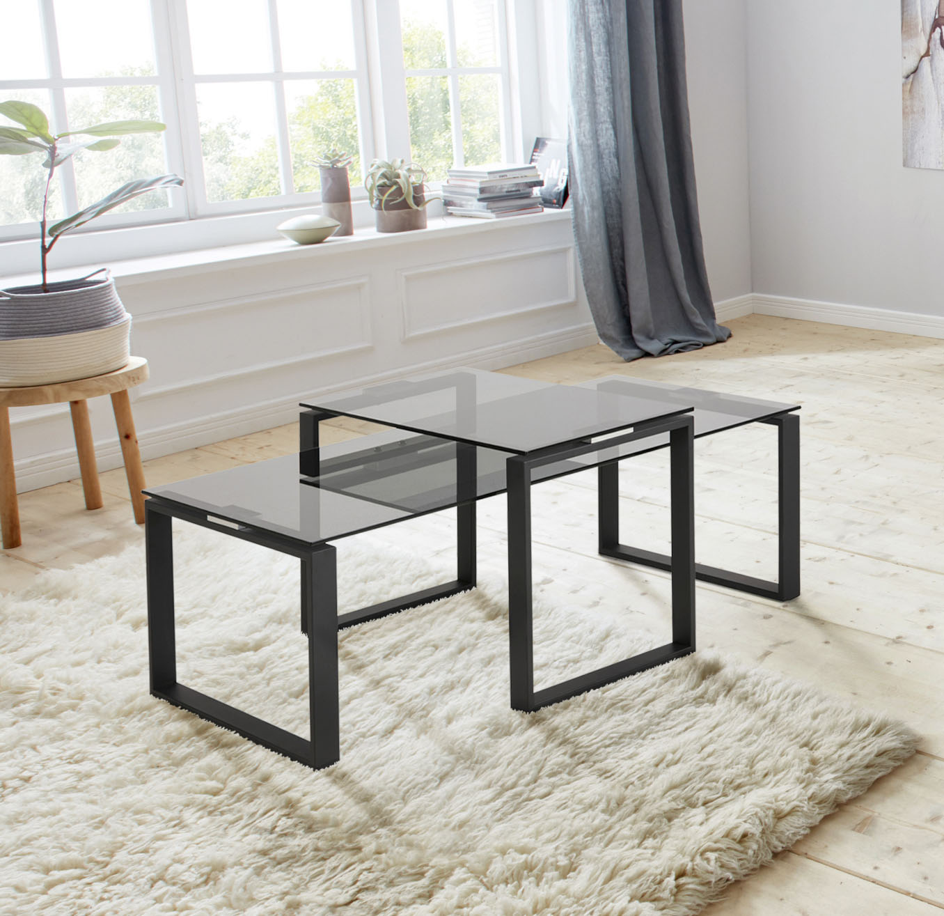 ACTONA GROUP Couchtisch "Karolina", (Set, 2 St.), aus rauchfarbigen Glas un günstig online kaufen