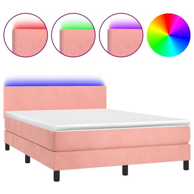 vidaXL Boxspringbett Bett Boxspringbett mit Matratze & LED Samt (140 x 200 günstig online kaufen