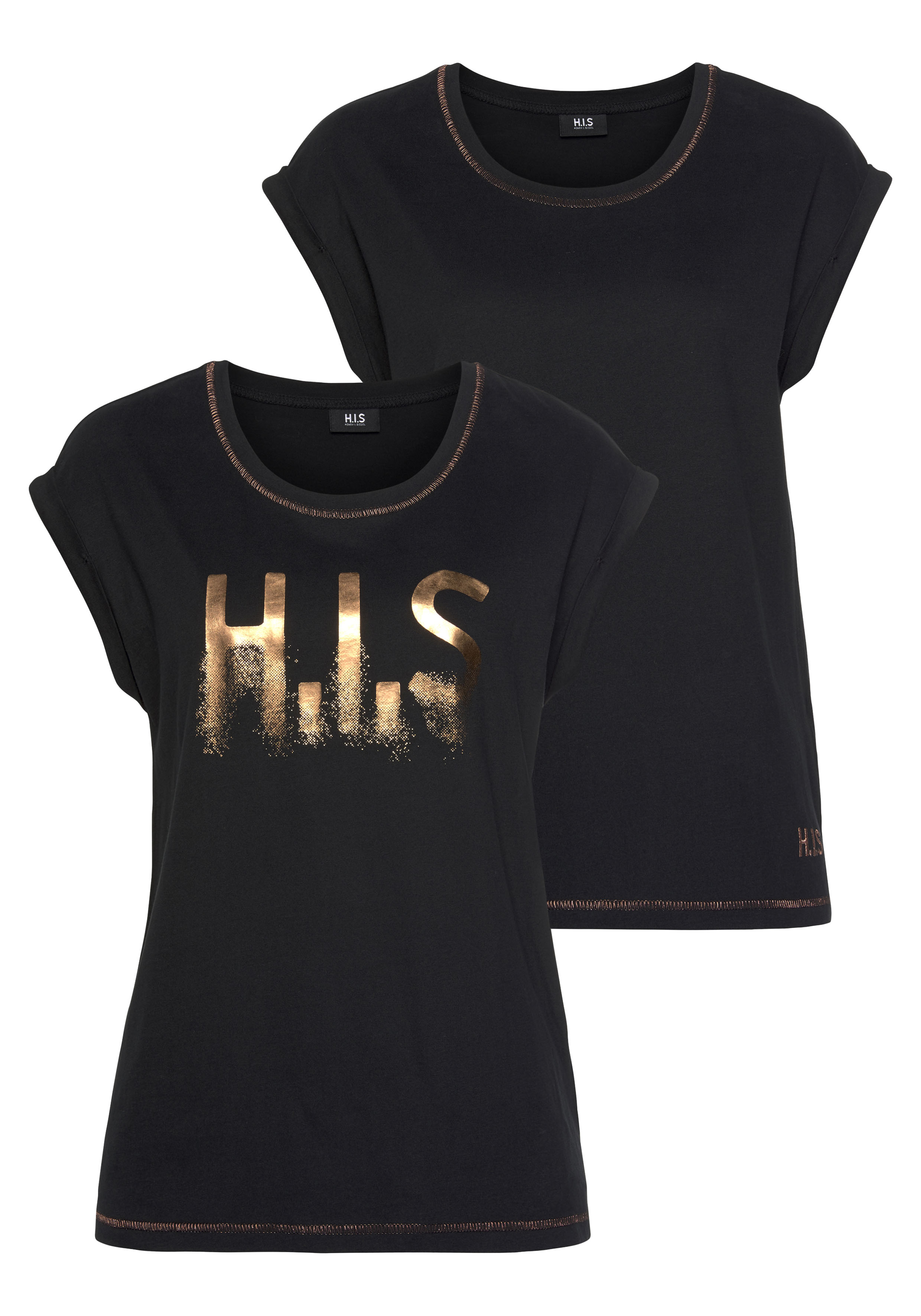 H.I.S T-Shirt "mit glänzenden Druck", (2er-Pack) günstig online kaufen