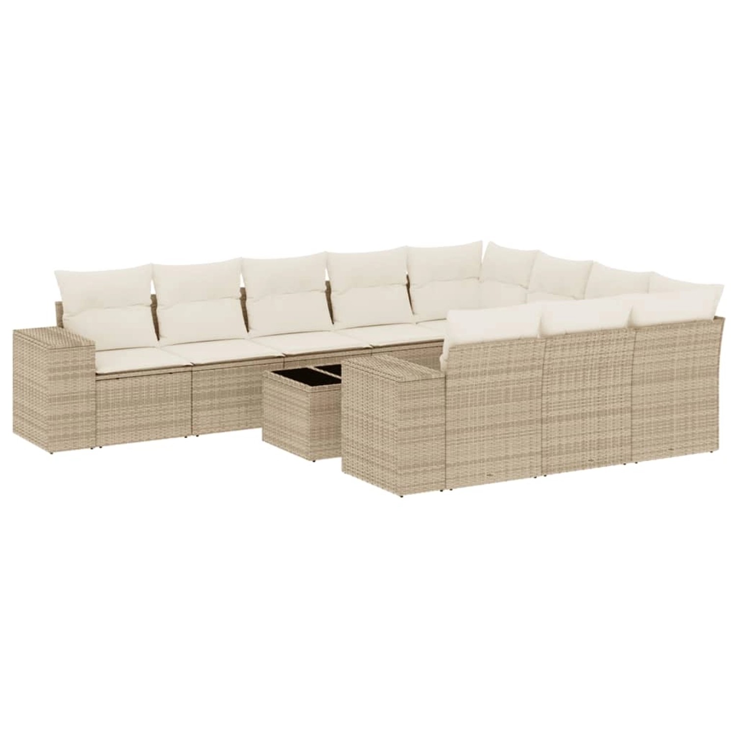 vidaXL 11-Tlg Garten-Sofagarnitur mit Kissen Beige Poly Rattan 3255435 günstig online kaufen
