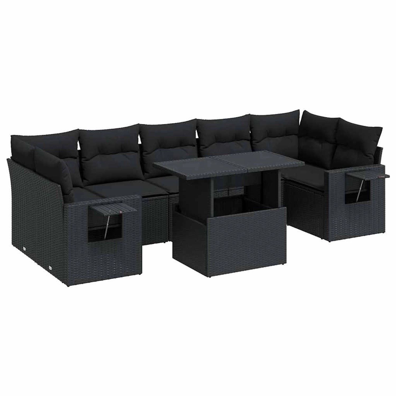 vidaXL 8-Tlg Garten-Sofagarnitur mit Kissen Schwarz Poly Rattan 3326436 günstig online kaufen
