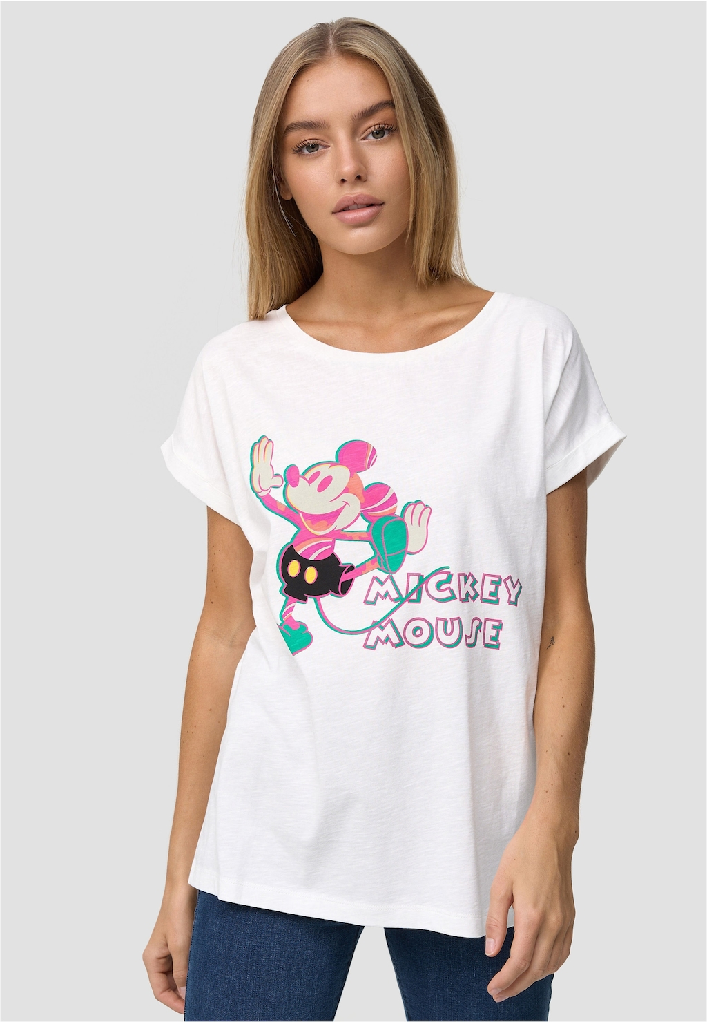 Recovered T-Shirt "Mickey Mouse Colourful Pose", mit buntem Mickey Mouse-Pr günstig online kaufen