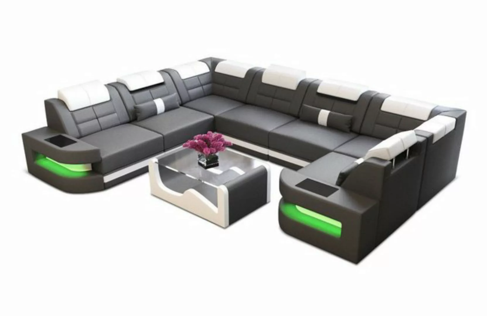 Sofa Dreams Wohnlandschaft Ledersofa Como U Form Mini, Designersofa, Sofa m günstig online kaufen