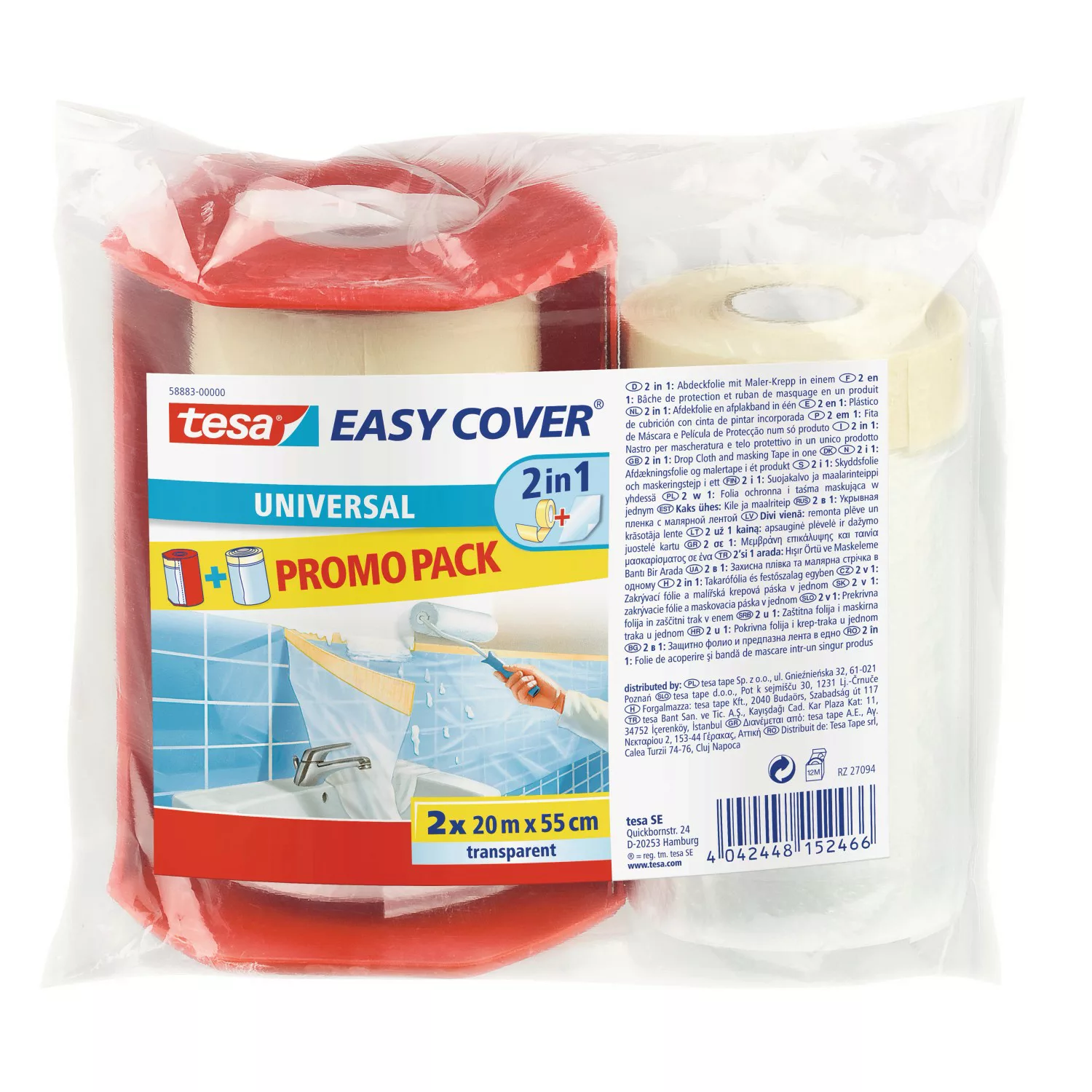 Tesa Easy Cover Universal Transparent Promo Pack 20 m x 55 cm 2 Stück günstig online kaufen