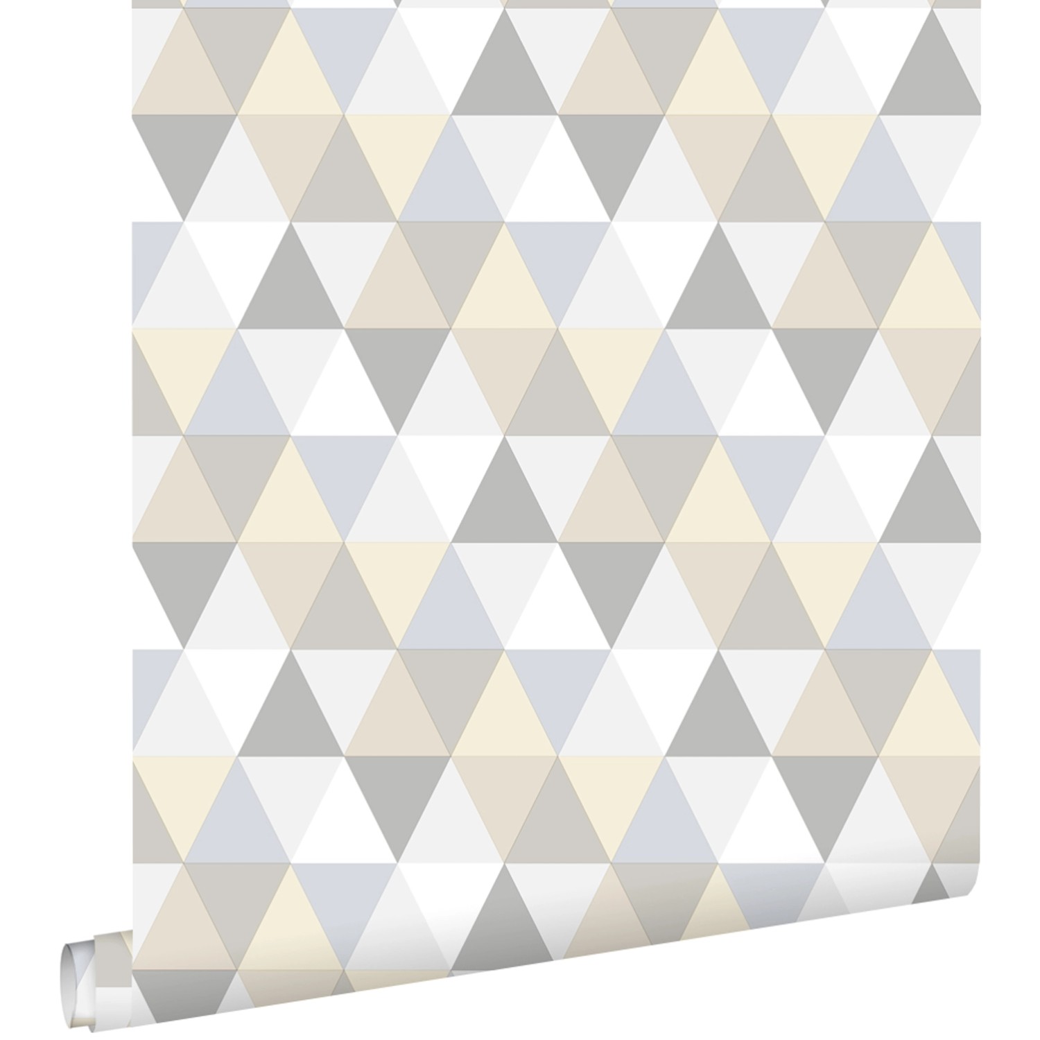 ESTAhome Tapete Dreiecke Hellgrau Beige und Weiß 53 cm x 10,05 m 128707 günstig online kaufen