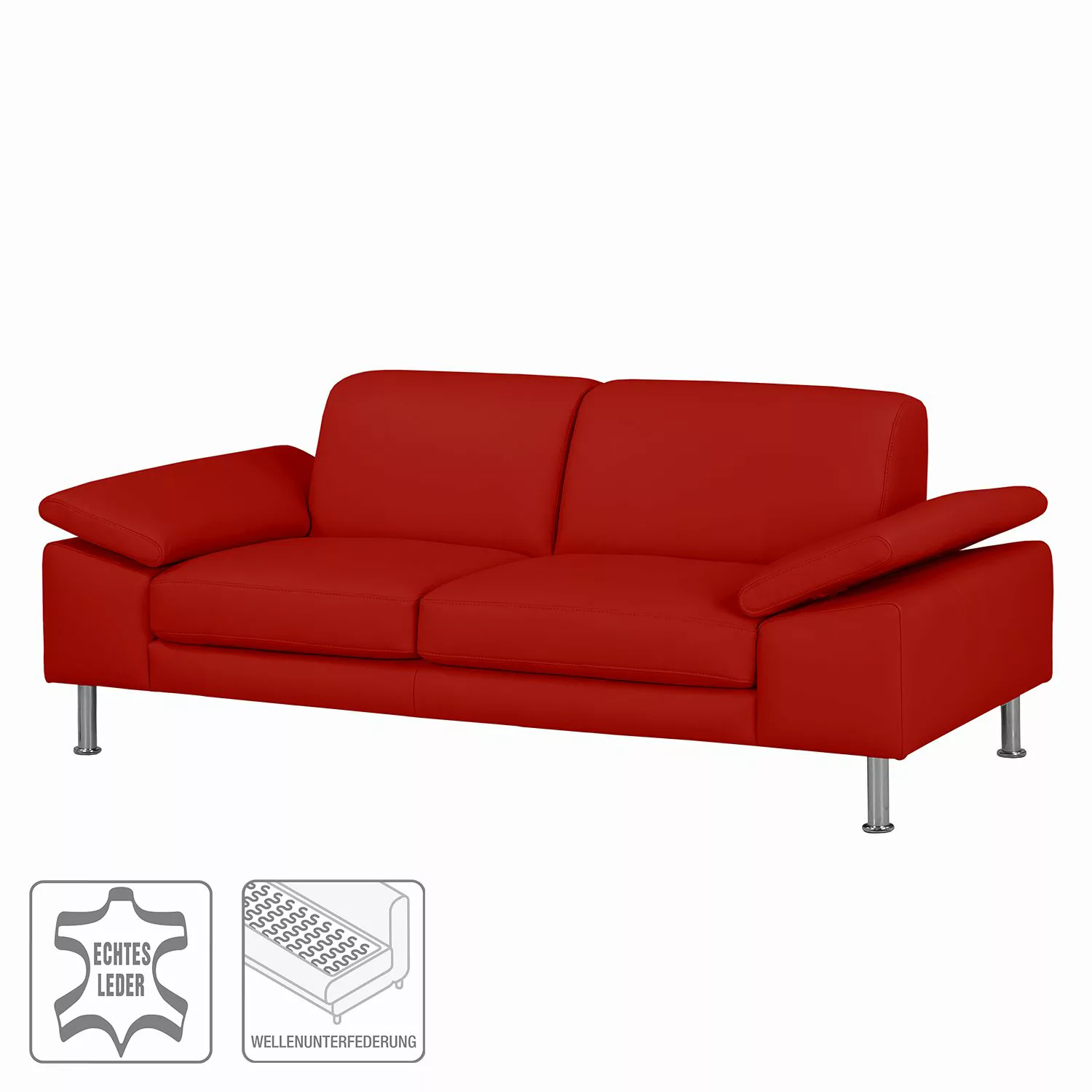 home24 Fredriks Sofa Termon IV 2-Sitzer Rot Echtleder 204x82x90 cm (BxHxT) günstig online kaufen