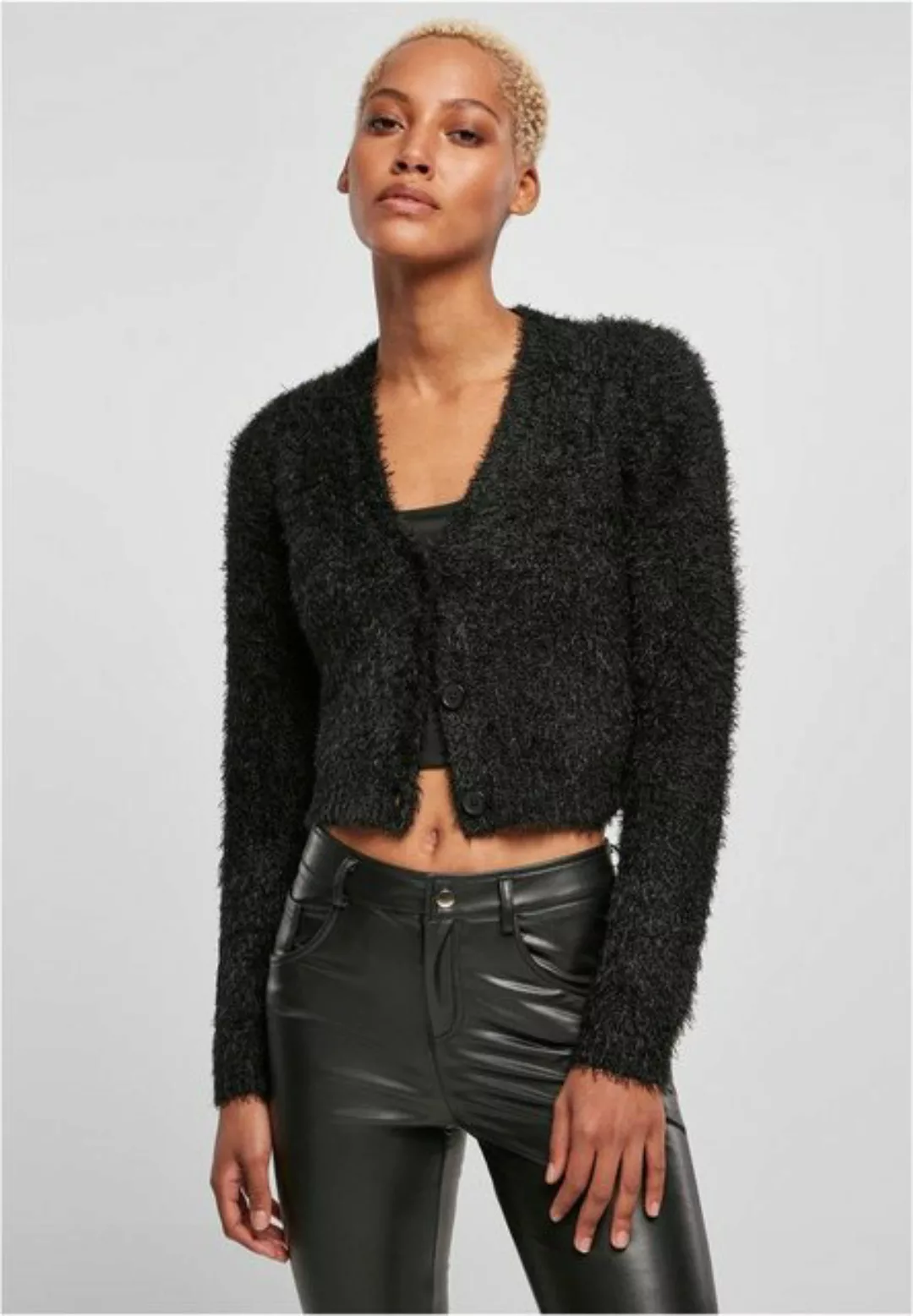 URBAN CLASSICS Strickjacke "Urban Classics Damen Ladies Cropped Feather Car günstig online kaufen