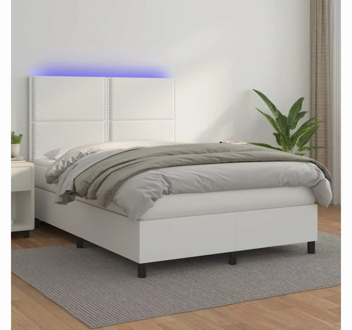 vidaXL Boxspringbett Boxspringbett mit Matratze & LED Kunstleder (140 x 190 günstig online kaufen