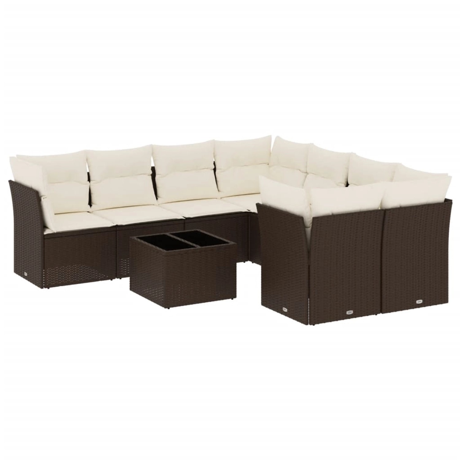 vidaXL 9-Tlg Garten-Sofagarnitur mit Kissen Braun Poly Rattan 3217323 günstig online kaufen