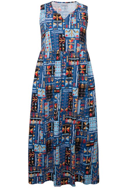 Ulla Popken Sommerkleid Jerseykleid A-Linie Tunika-Ausschnitt ärmellos günstig online kaufen