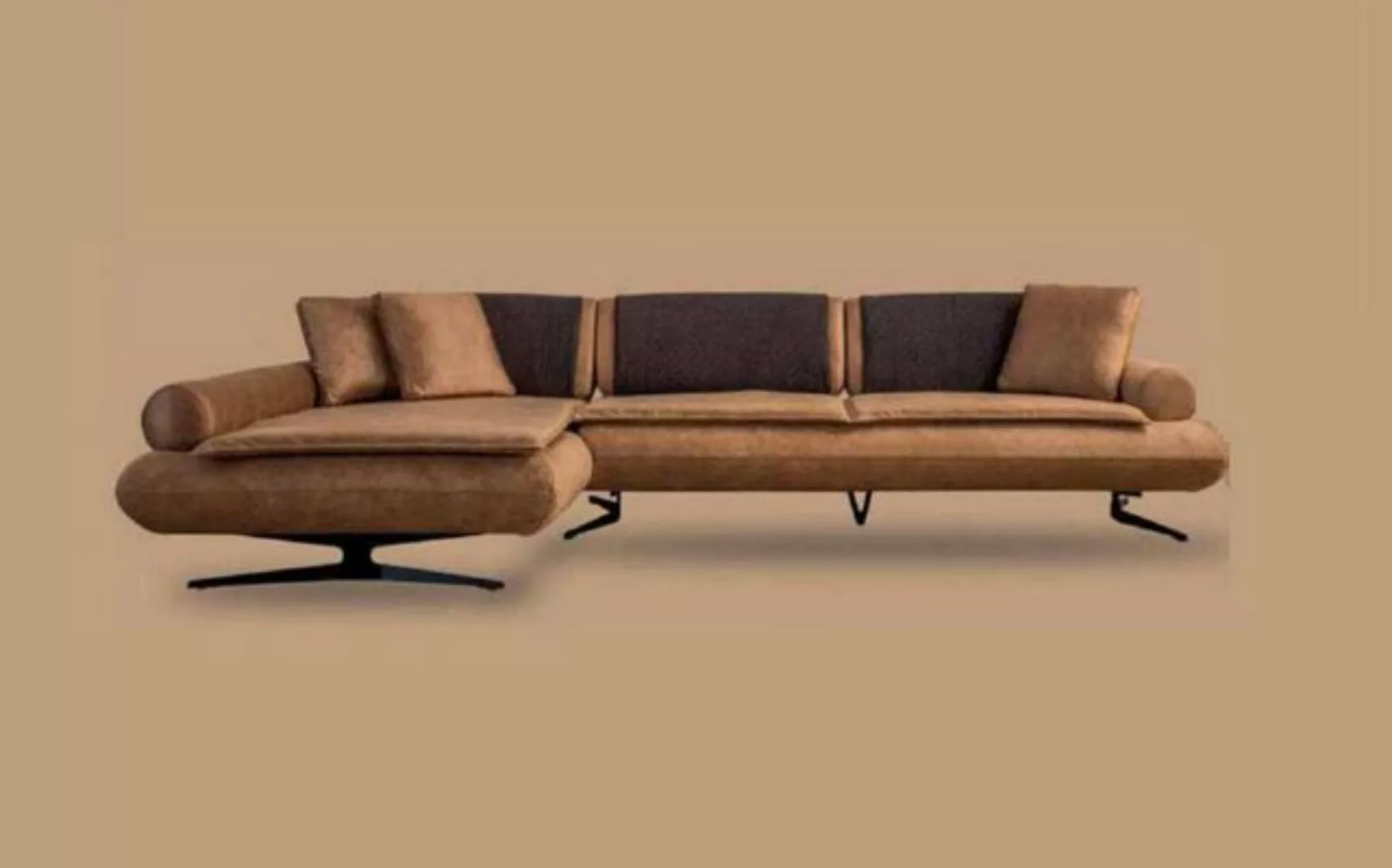 Xlmoebel Ecksofa Luxuriöses L-förmiges Ecksofa aus Kunstleder in Braun für günstig online kaufen