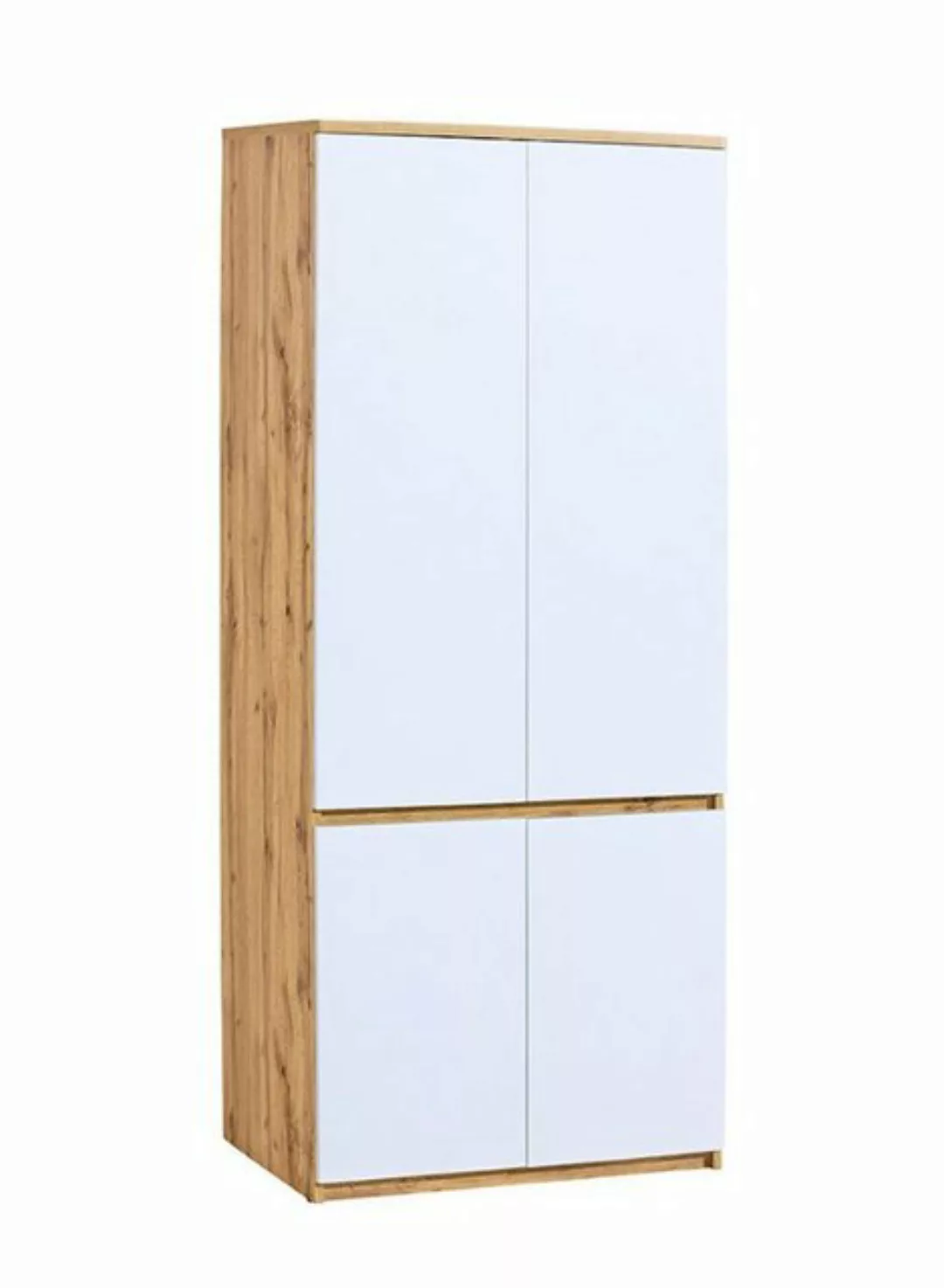 Feldmann-Wohnen Kleiderschrank Arcca (1-St) 80cm 4-türig Wotan Eiche / weiß günstig online kaufen