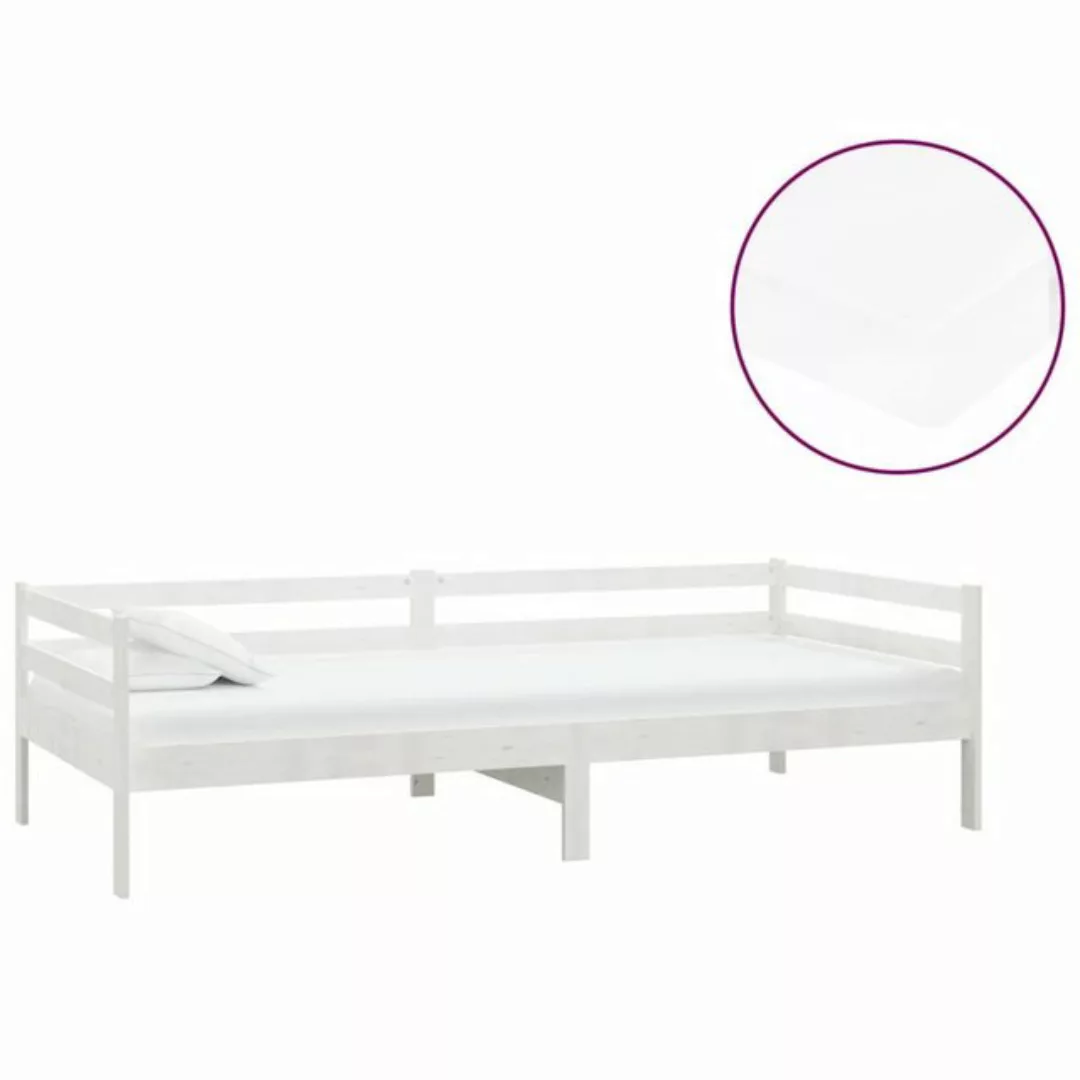 vidaXL Bettgestell Tagesbett Gästebett mit Matratze 90x200 cm Weiß Kiefer M günstig online kaufen