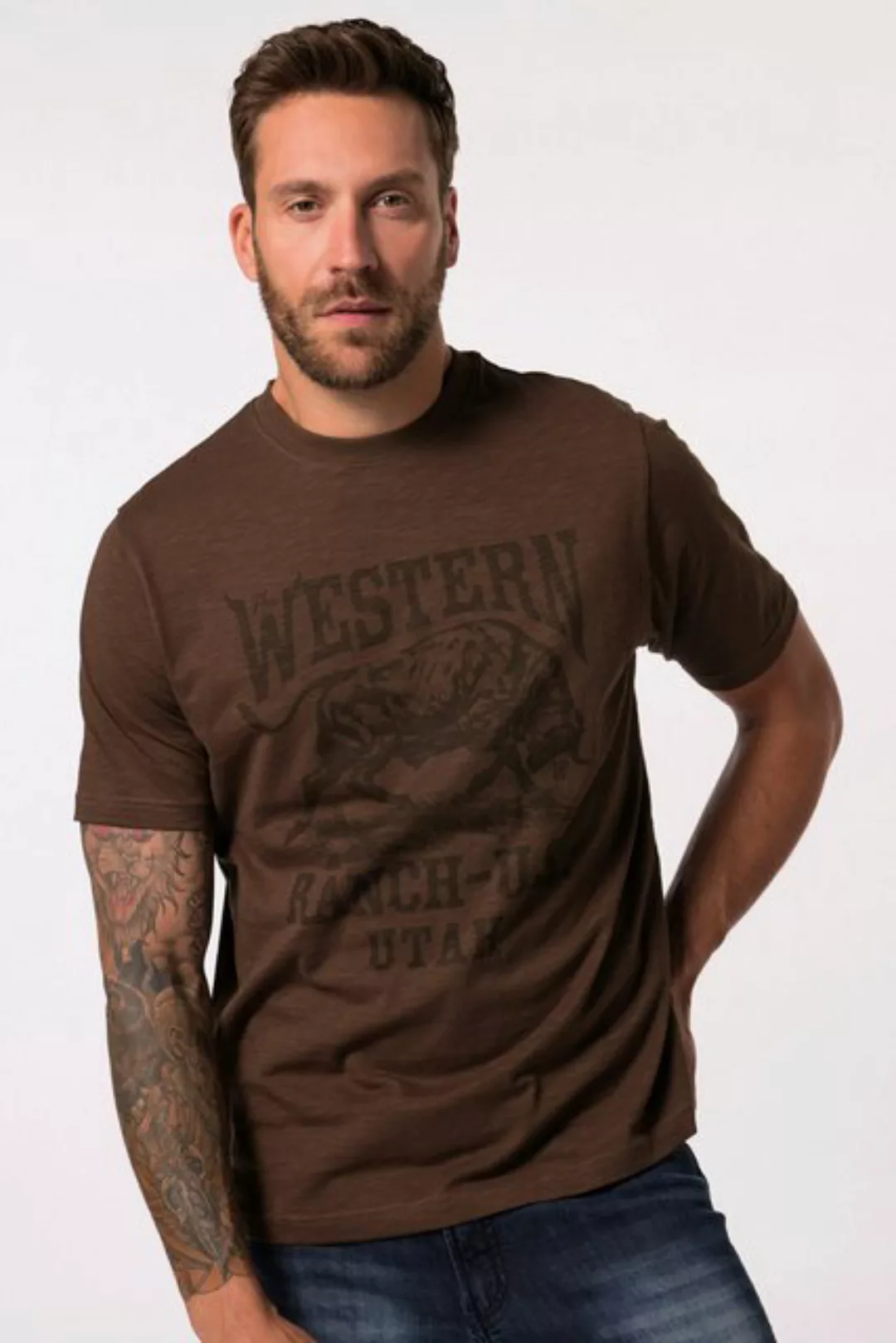 JP1880 T-Shirt JP 1880 T-Shirt Halbarm Vintage-Look Brustprint günstig online kaufen