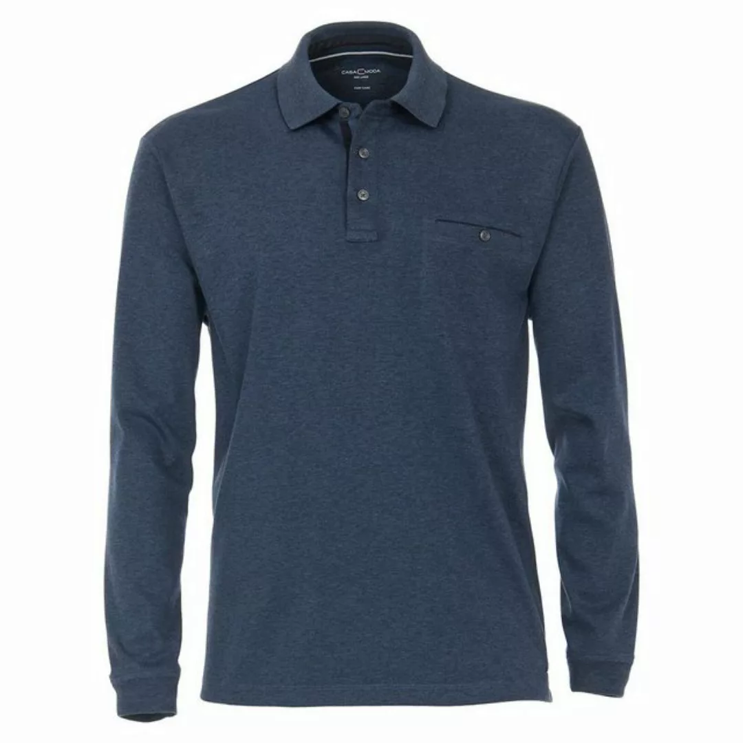CASAMODA Langarm-Poloshirt Große Größen Herren blau melange Poloshirt Langa günstig online kaufen