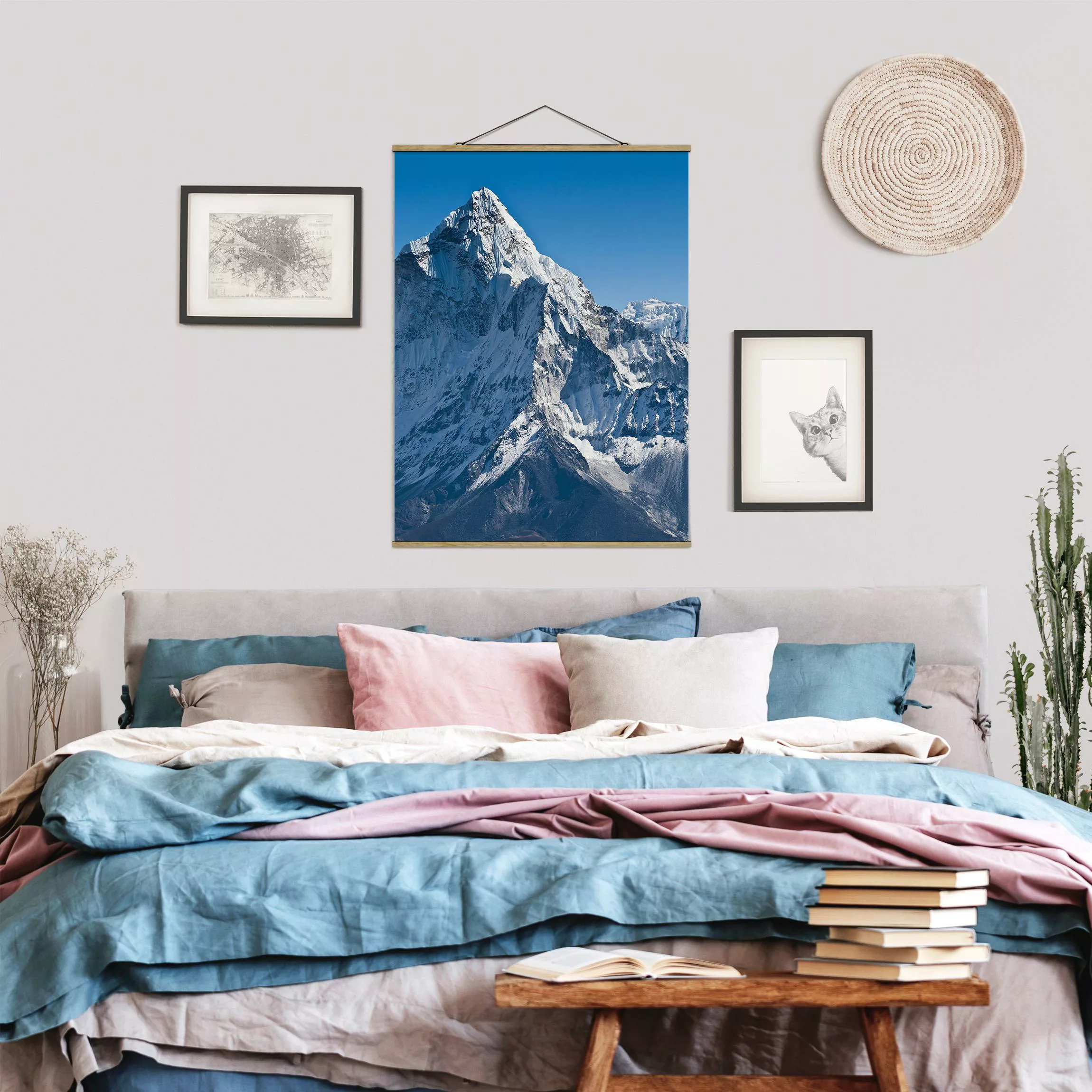 Stoffbild Berge mit Posterleisten - Hochformat Der Himalaya günstig online kaufen