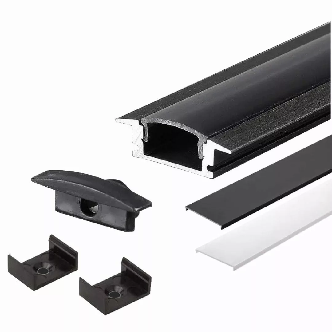 ENERGMiX LED-Stripe-Profil 2m schwarzer Alu Profile günstig online kaufen