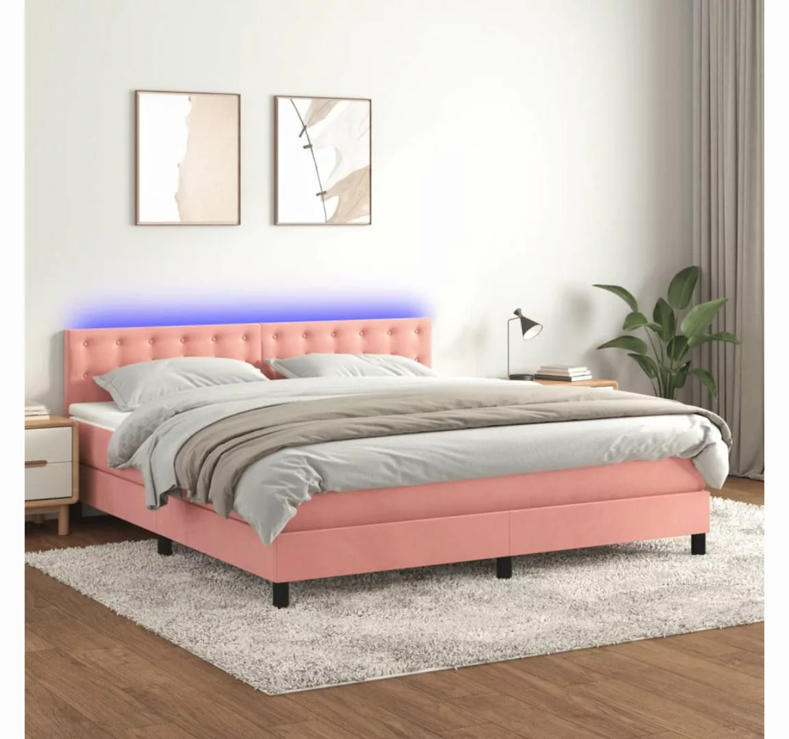 vidaXL Boxspringbett Bett Boxspringbett mit Matratze & LED Samt (180 x 200 günstig online kaufen