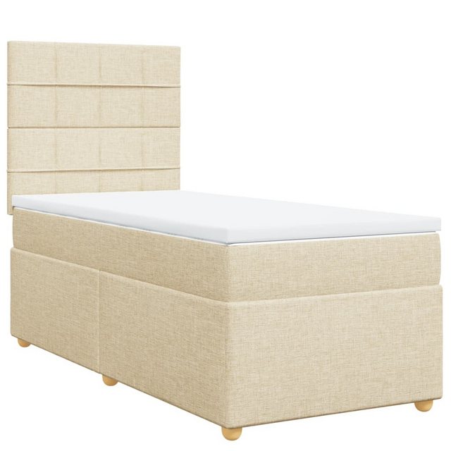 vidaXL Boxspringbett, Boxspringbett mit Matratze Creme 80x200 cm Stoff günstig online kaufen