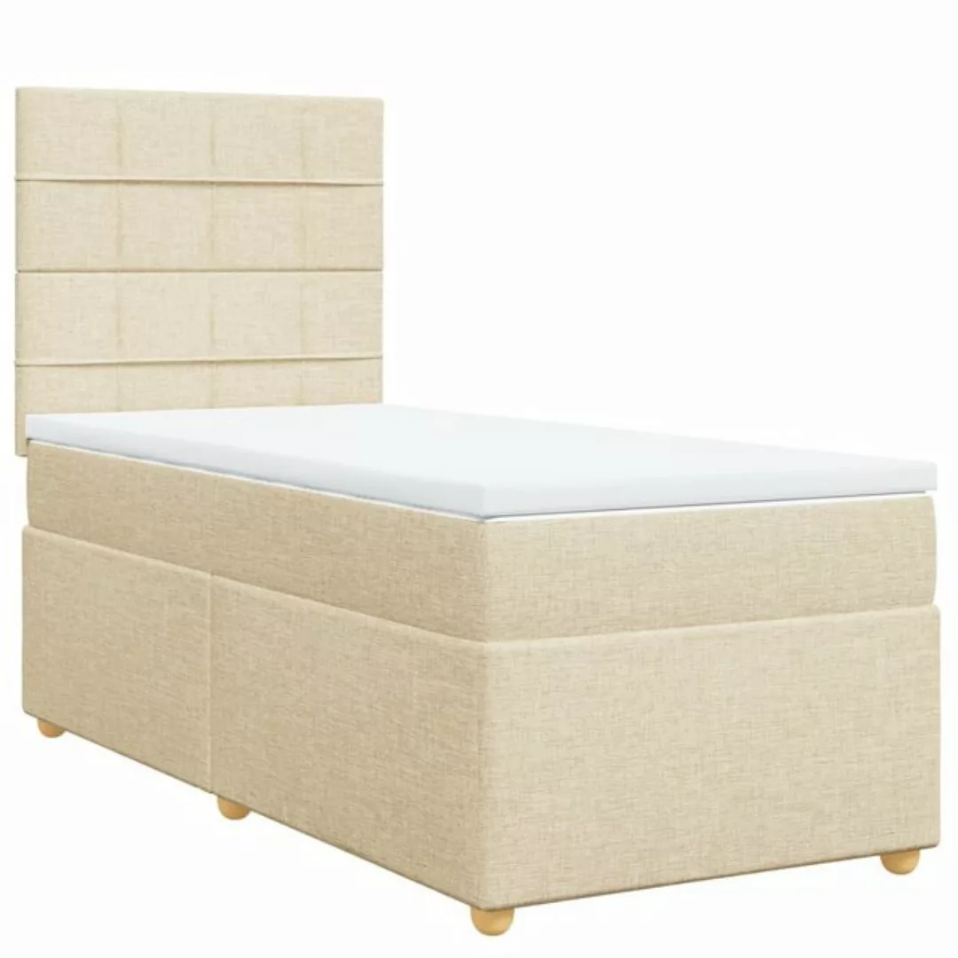 vidaXL Bett Boxspringbett mit Matratze Creme 90x190 cm Stoff günstig online kaufen