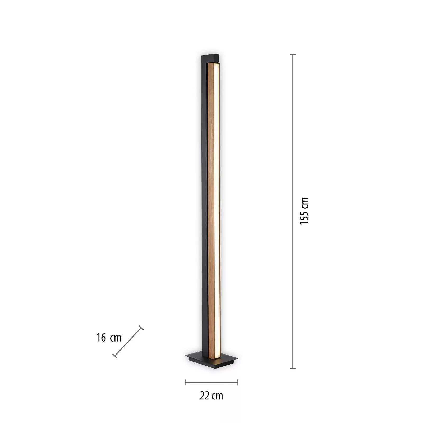 LED-Stehlampe PURE Lines, schwarz, Holz, Remote, 140 cm günstig online kaufen