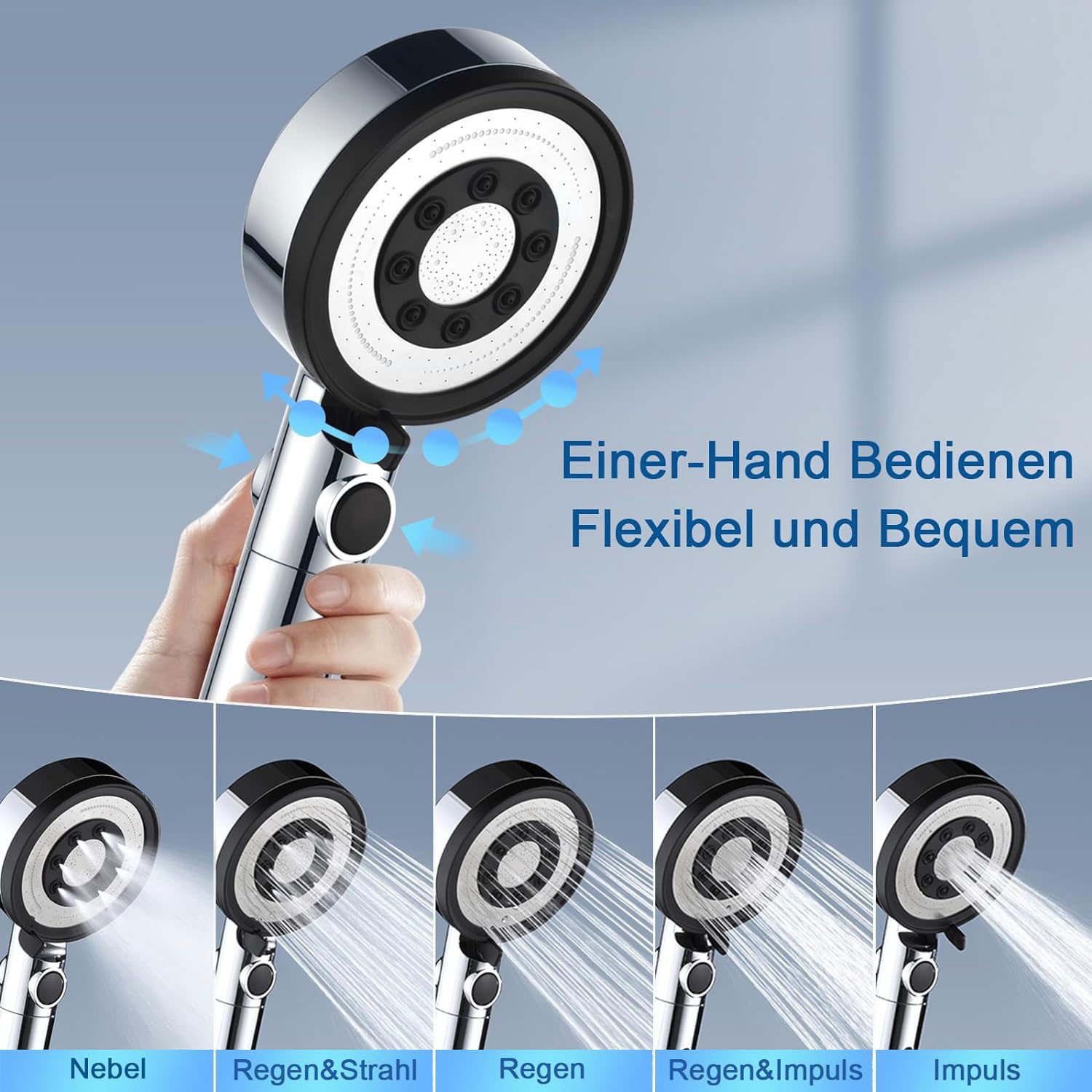 OKWISH Handbrause Duschkopf Sparduschkopf Regendusche Brausekopf günstig online kaufen