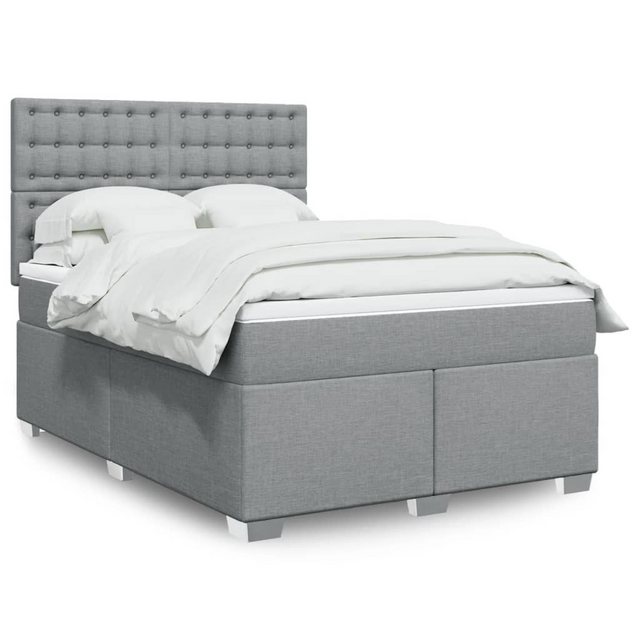 vidaXL Boxspringbett, Boxspringbett mit Matratze Hellgrau 140x190 cm Stoff günstig online kaufen