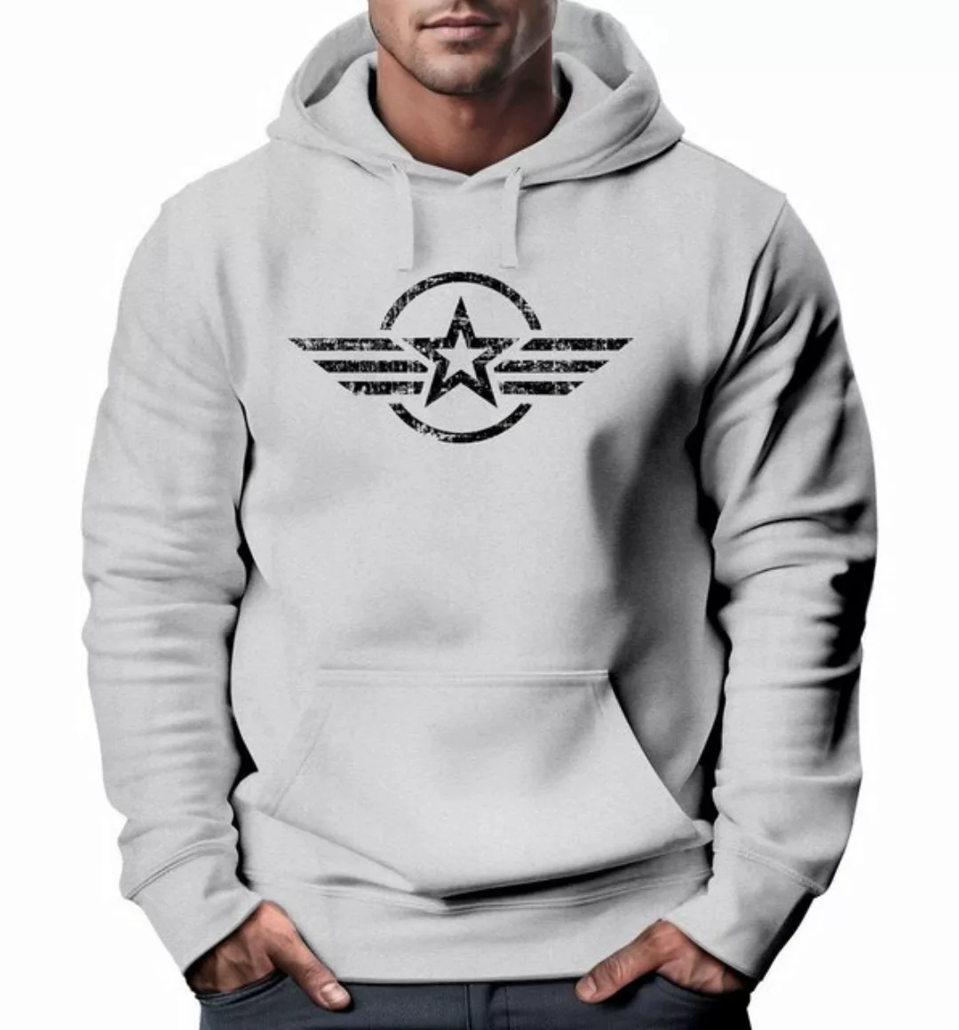 Hoodie Hoodie Herren Airforce Symbol Stern Army Military Aufdruck Emblem Ka günstig online kaufen